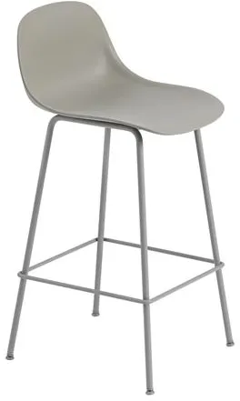 Muuto Fiber Barstol med Tube Base Og Ryglæn Grå/Grå H87,5 cm
