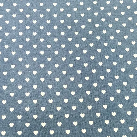 Denim Stof 145cm 50 Hjerter - 50cm